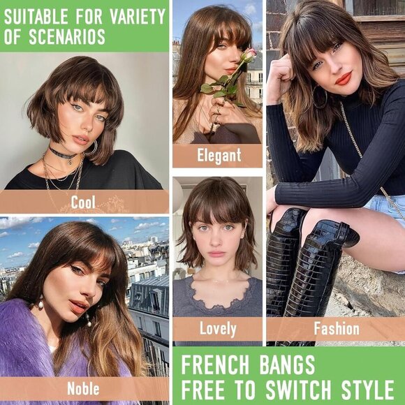 Synthetic Hair Bangs Clip In Full Coverage Wispy Daily Wear Hair Topper